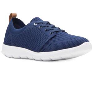 Clarks Cloudsteppers Allena Sun Comfort Knit Sneakers Lace Up Blue Size 9.5